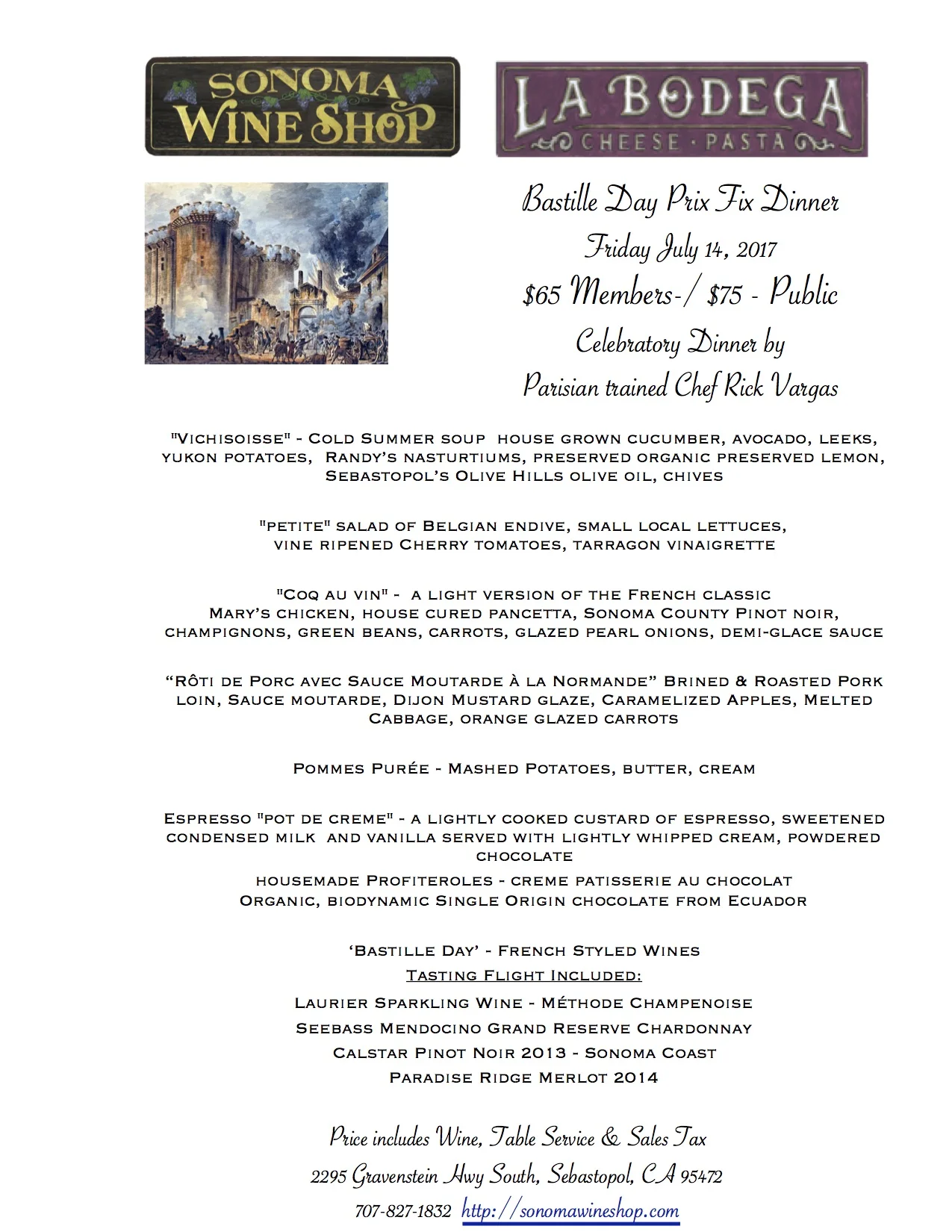 A special menu, wine pairing included, that would make anyone from France cry tears of joy.