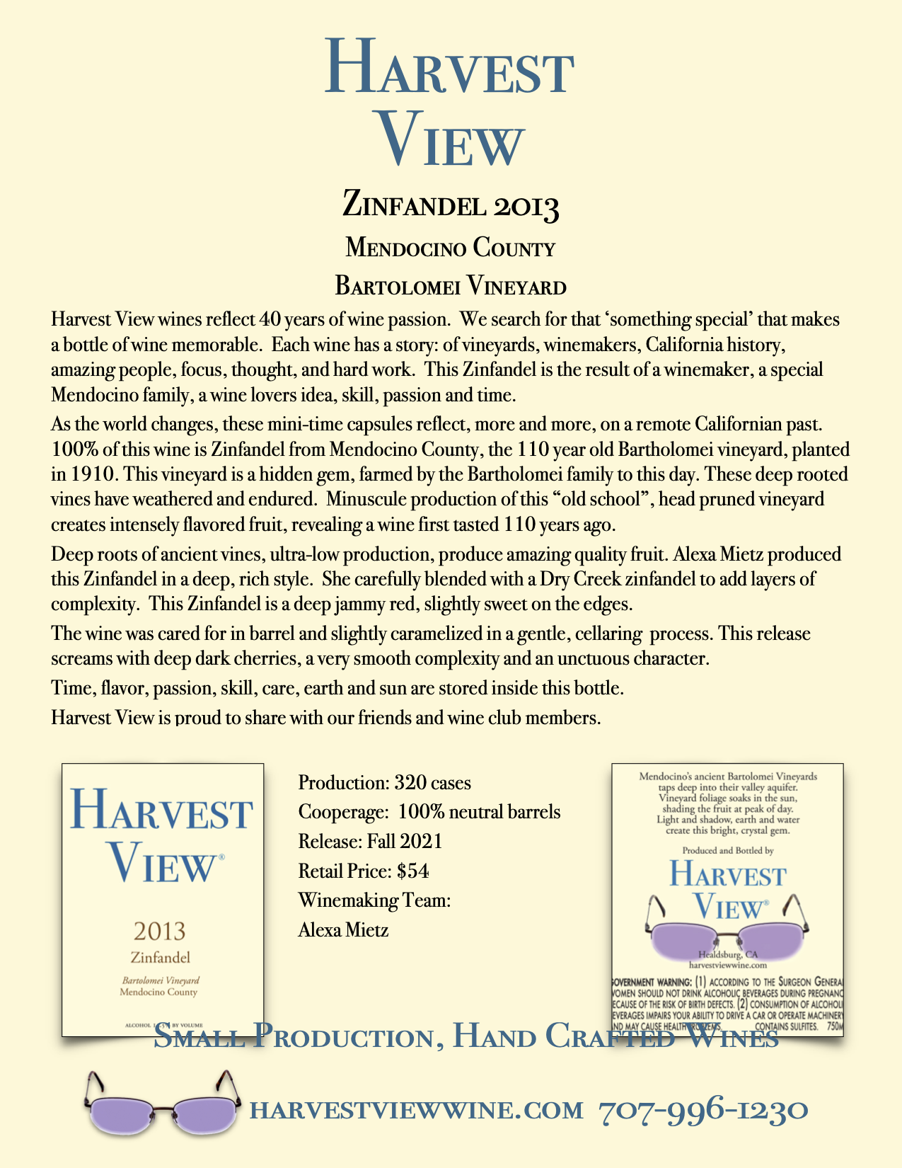 Harvest View Zinfandel - 2013 — Sonoma Wine Shop & La Bodega