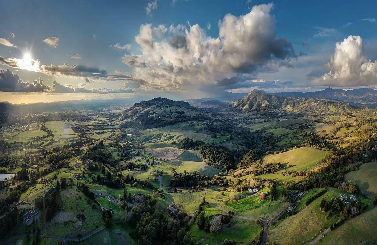 A panaramic view of Sonoma Mountain, Taylor Mountain, Mayacamas Range.