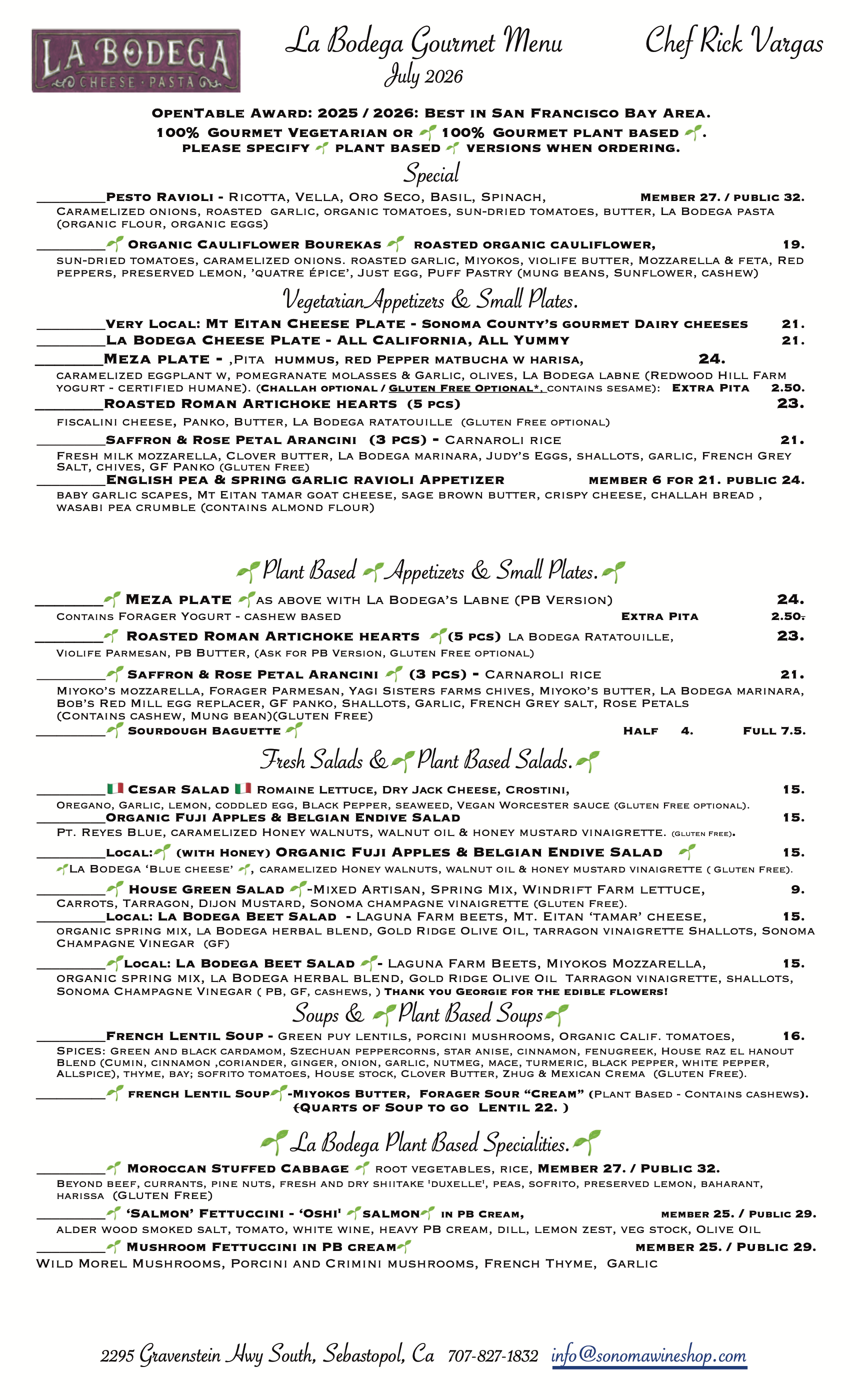 Gourmet Vegetarian & Gourmet Plant Based