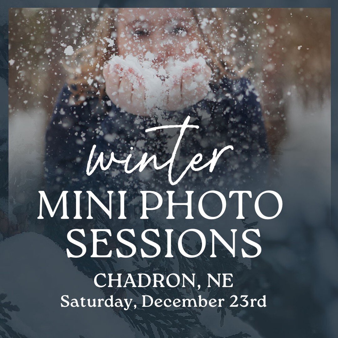 Family in town for the holidays? Need to update your family photos? Love taking fun photos? Don't miss out on this opportunity.

ONLY FOUR SPOTS LEFT!!

$50 FOR 15 MINUTES
&bull; 20+ edited images with online gallery 
&bull; Share &amp; print your ph