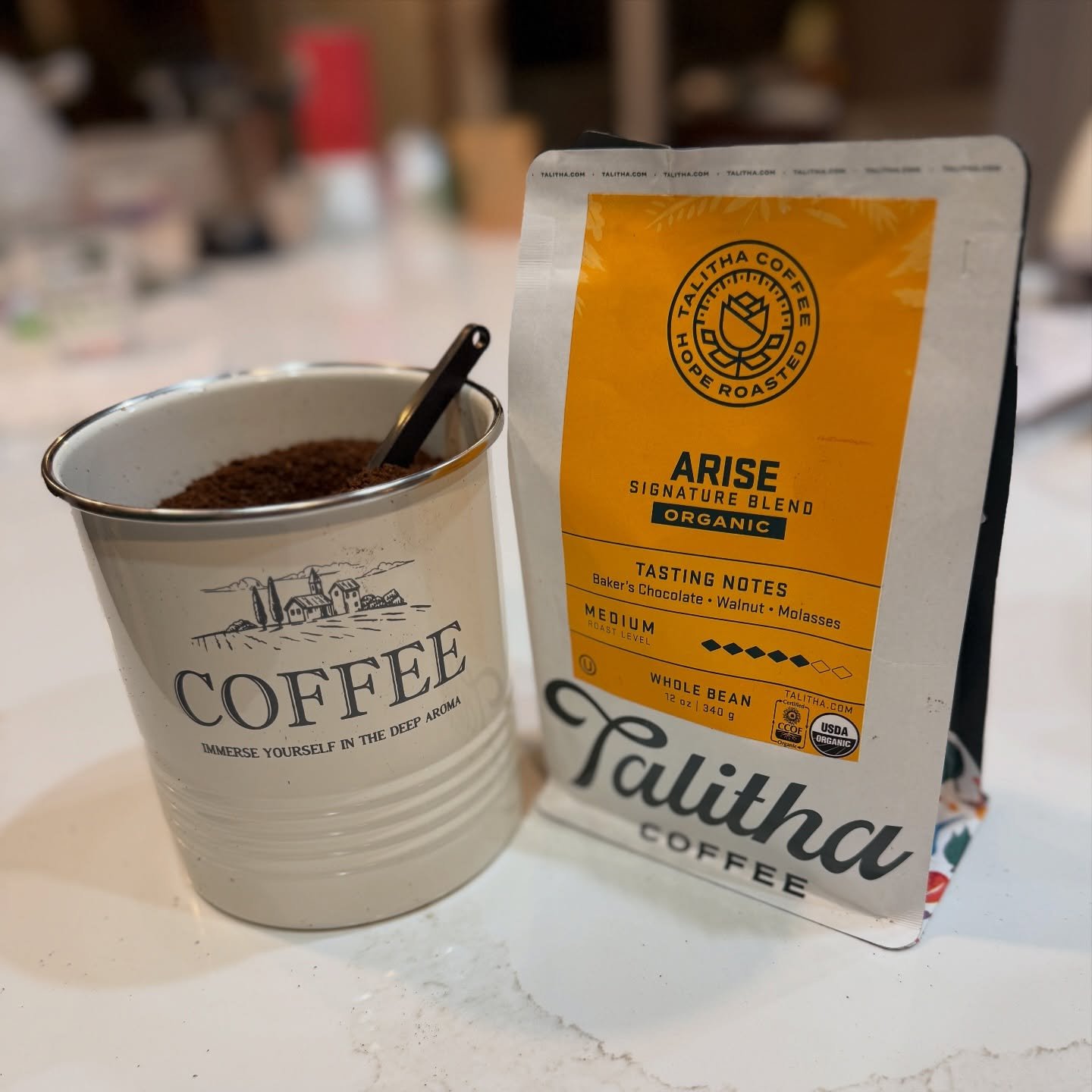 I&rsquo;m so excited to try this coffee gifted by my client @compassionfirst! @talithacoffeeroasters not only roast amazing coffee but every batch supports social justice organizations that bring hope to those in need. Check them out!