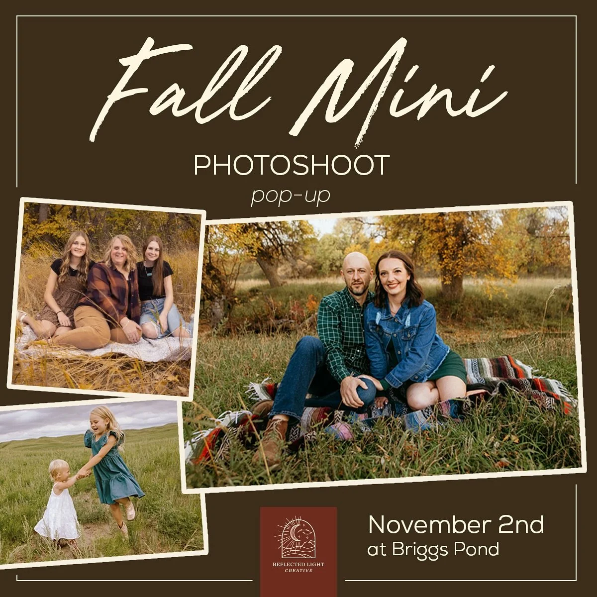 🍂 LAST-MINUTE FALL MINI ALERT! 🍂

Before the last leaves fall, let&rsquo;s capture your family in that beautiful golden light!

📸 Pop-Up Fall Mini Photoshoots
📅 This Sunday, November 2nd
📍 Briggs Pond

These quick, 15-minute sessions are perfect