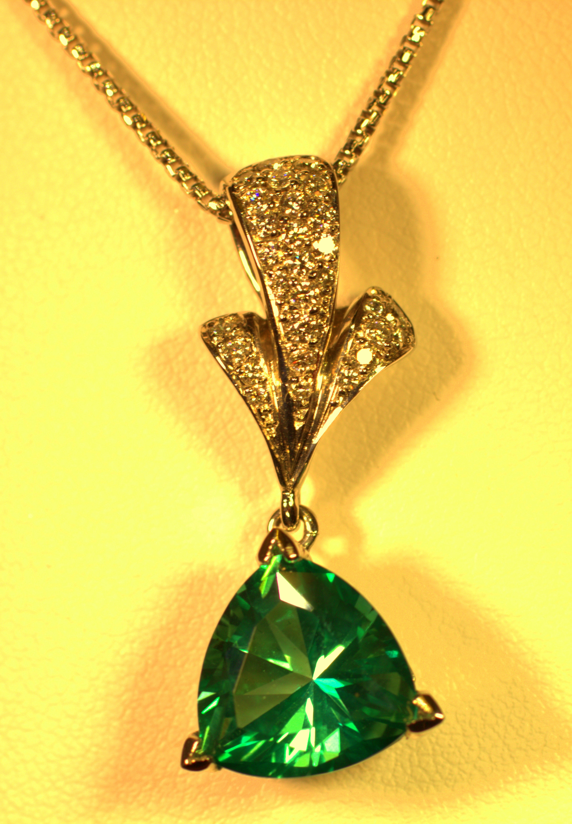 seafoam green tourmaline custom designed by Mark Schneider beautiful light seafoam green pendant with diamond accent modern with a classic twist available at marlen jewelers in rocky river minutes from cleveland.jpg