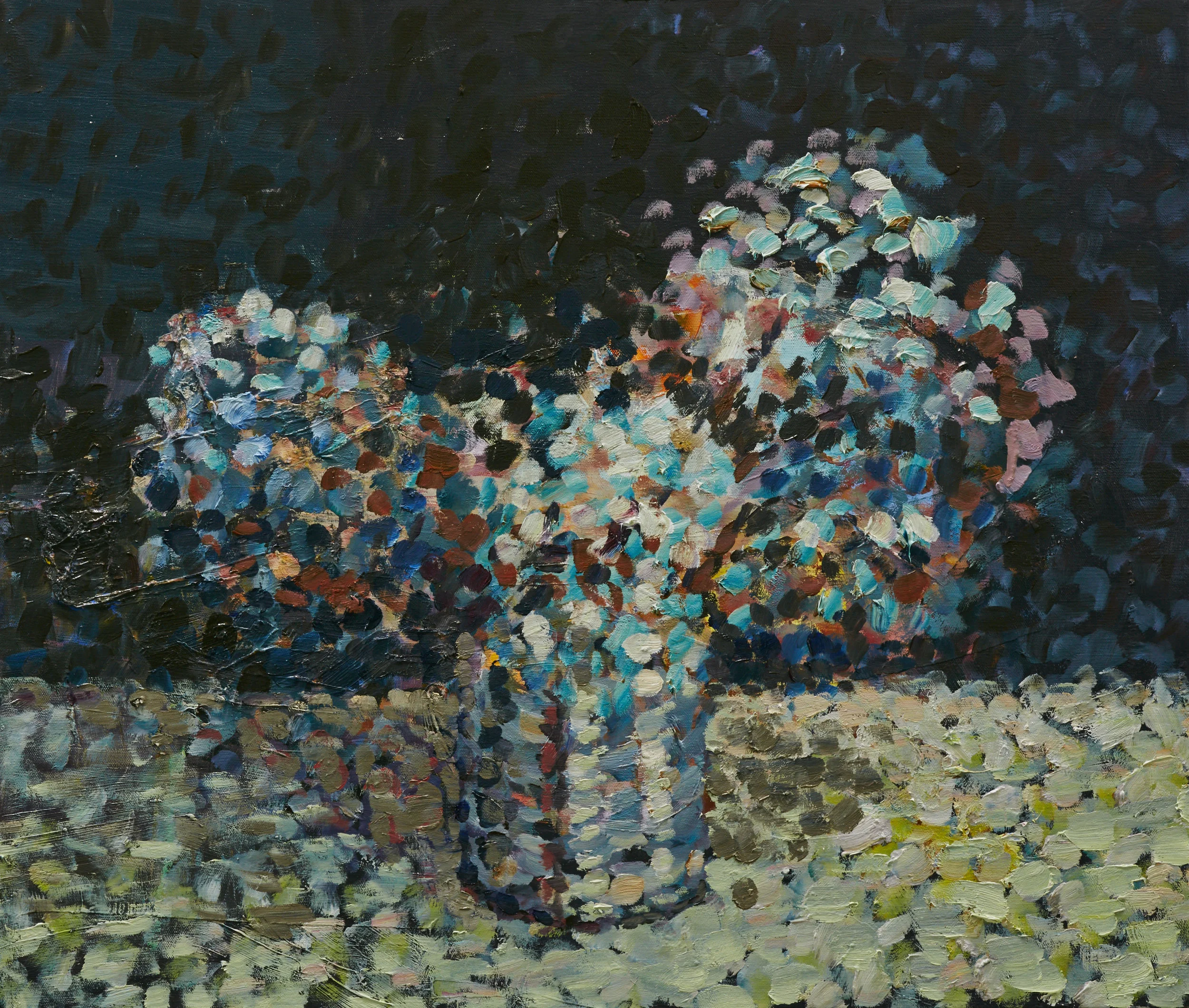 Hydrangeas in a tin, 2018, oil on linen, 56 x 66 cm