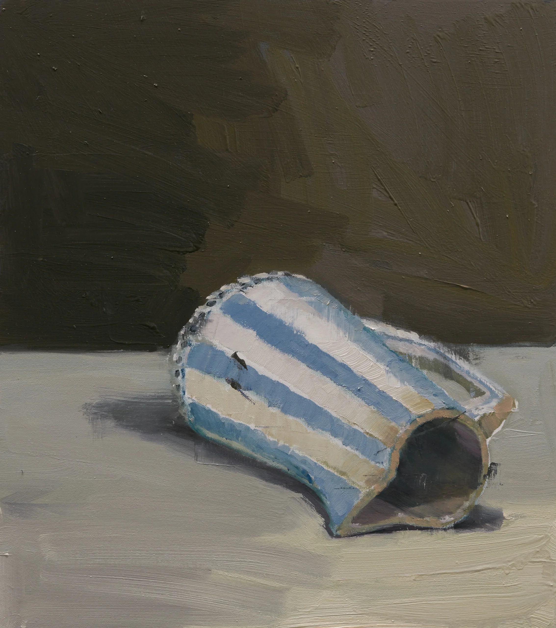 Striped jug, 2018, oil on linen, 46 x 40 cm