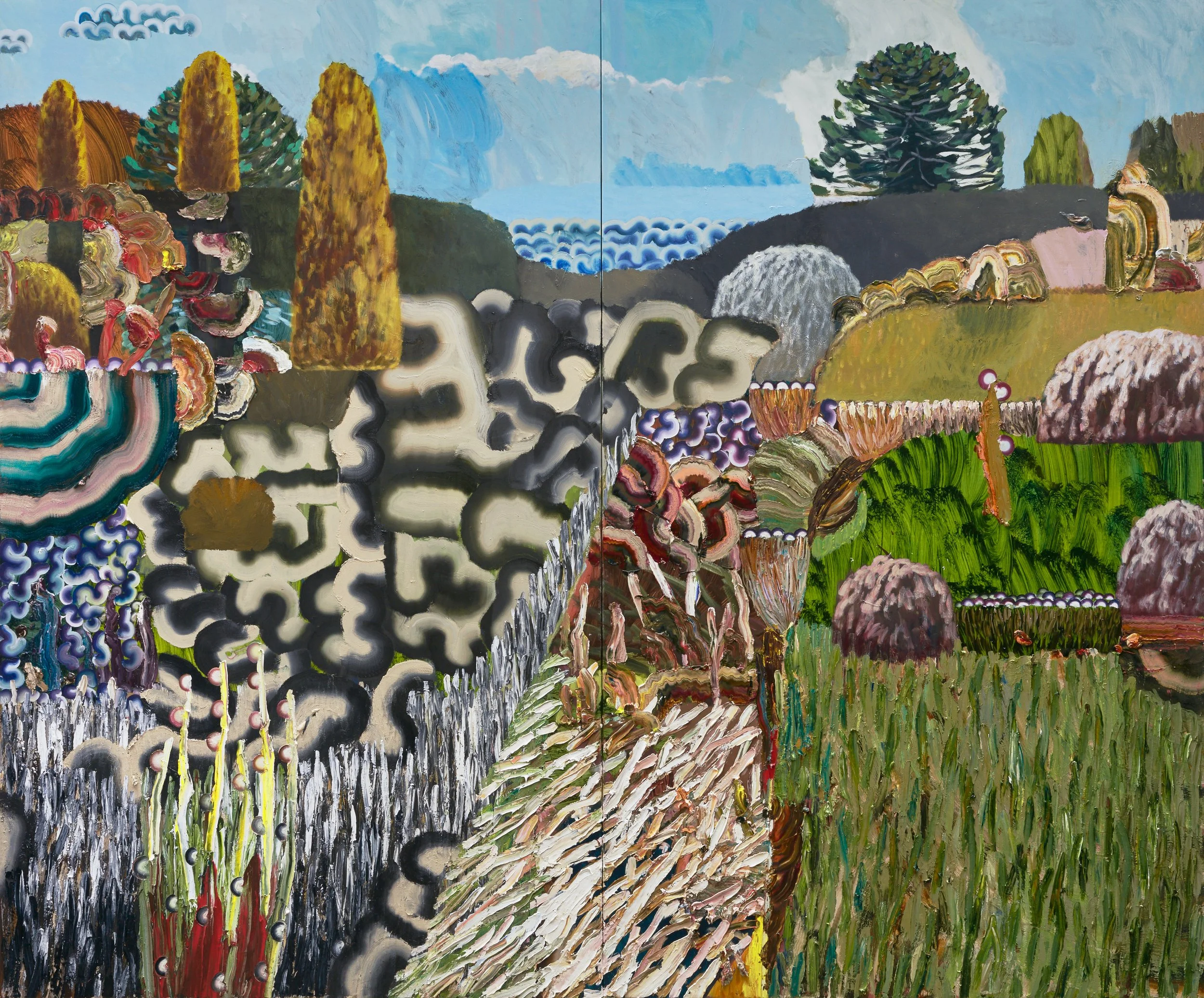   Middle Brother Mountain , 2022, oil on French polyester, 229 x 276 cm 