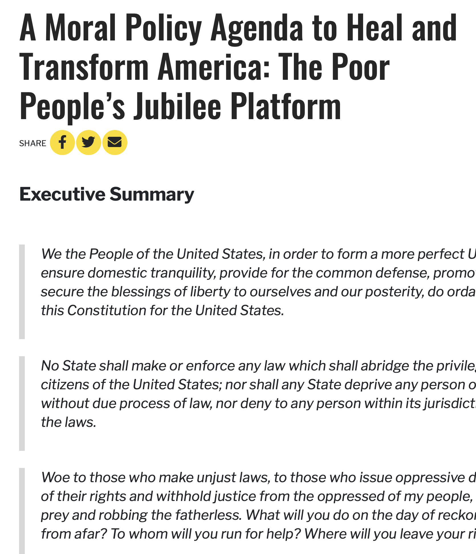 Poor People’s Jubilee Platform