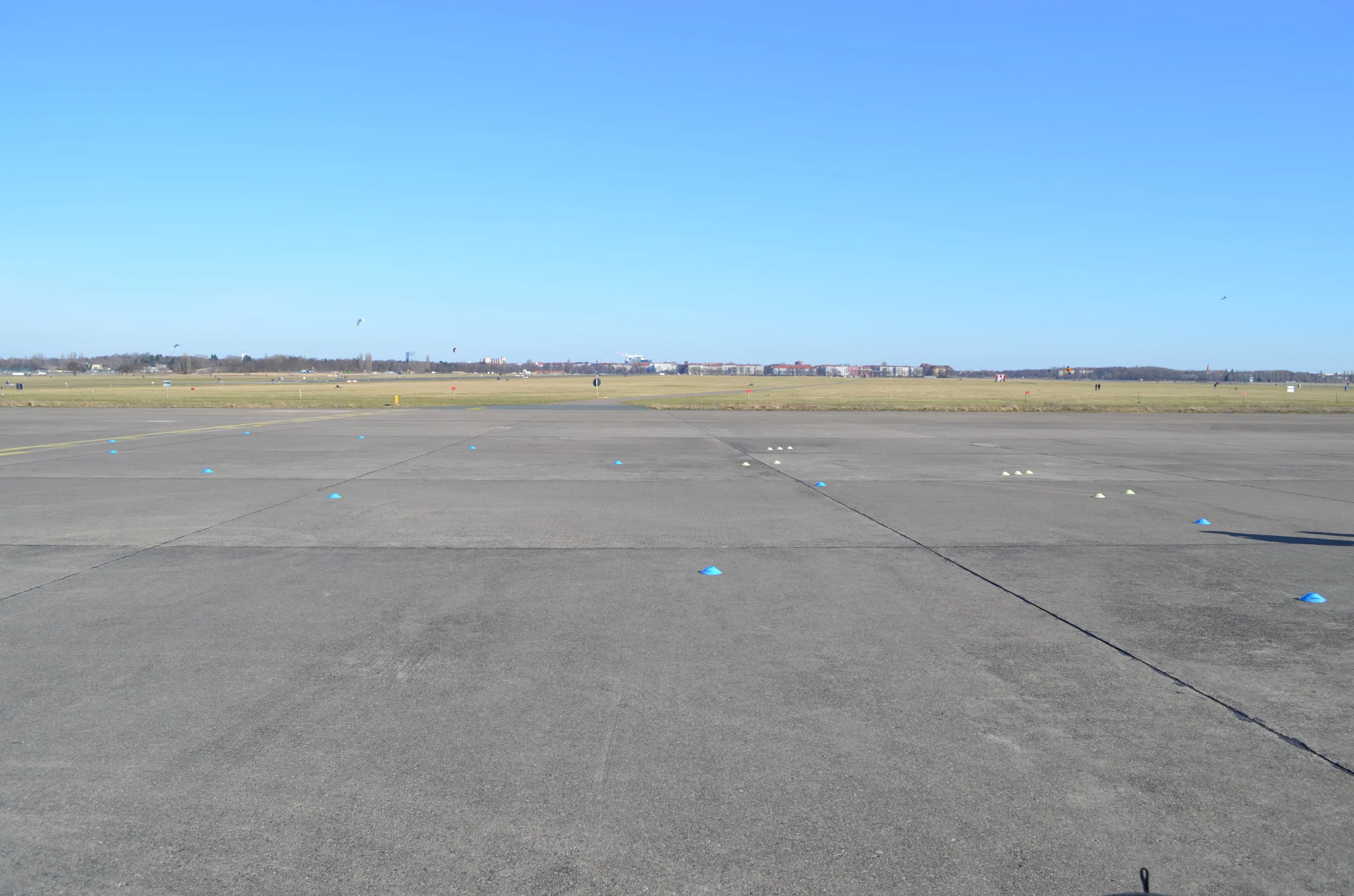 One of the taxiways at Tempelhofer Feld. The deeper into the park you walk, the more that the city fades into the distance.