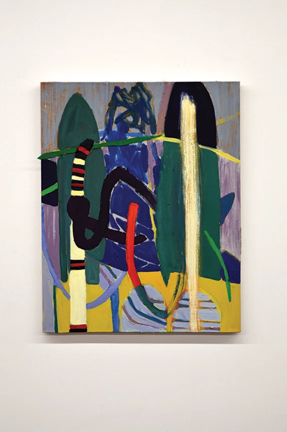 Shrub Wall, 2017, Oil on linen, felt, 26 1/2" x 23"