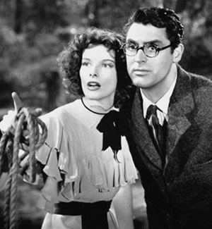 Hepburn and Carey Grant in Bringing Up Baby