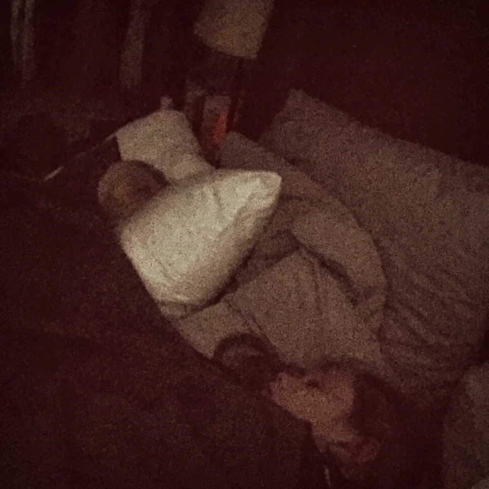 Lochlan and Paley napping together in our bed. A first!
