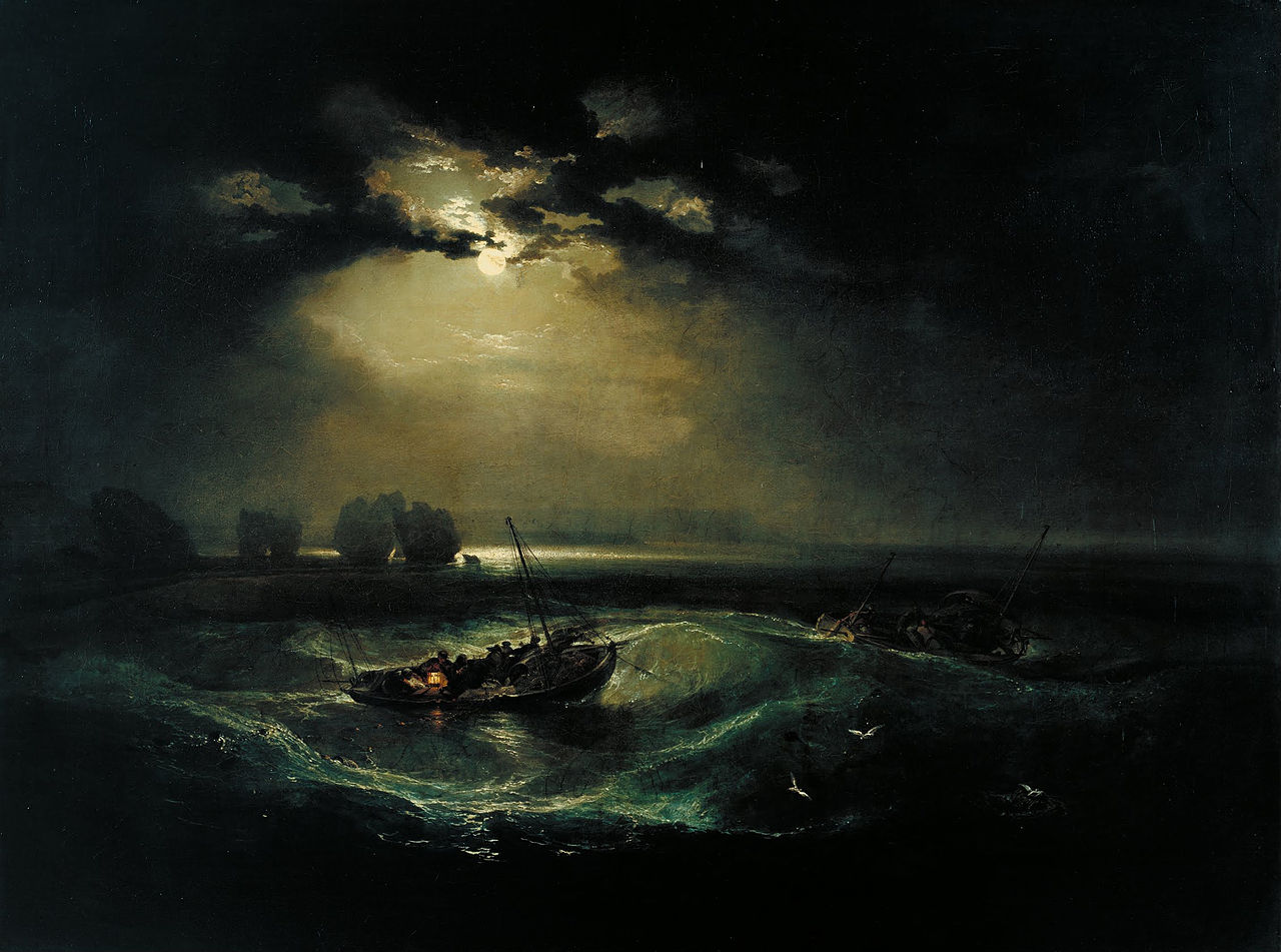 J.W.A. Turner Firsherman at Sea - This piece was Turner's first piece entered into the Royal Academy Salon. 