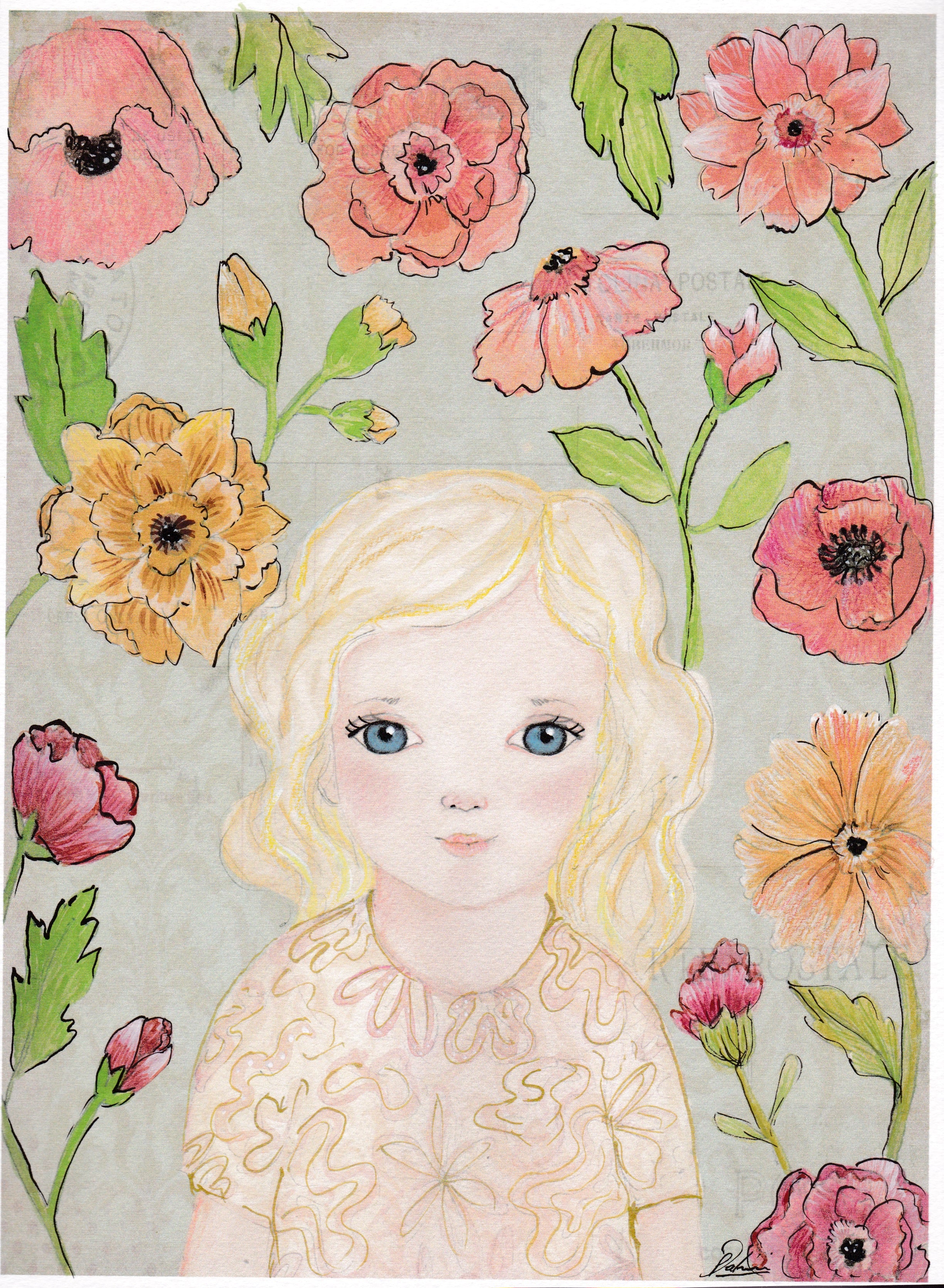 "Margot 3" by Paola Zakimi 2015 Digital Artwork printed and hand embellished with ink and gold leaf paint on paper. http://www.paolazakimi.com