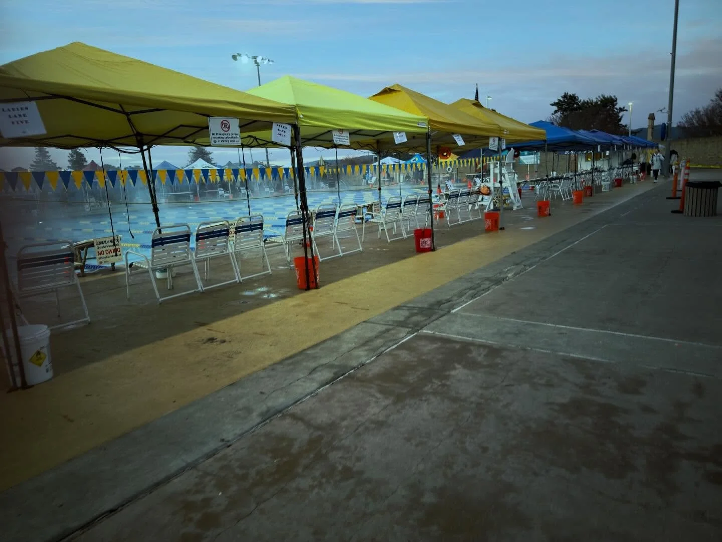 Swim Mornings at 39 degrees. Me to kid. Try swimming surrounded by snow.