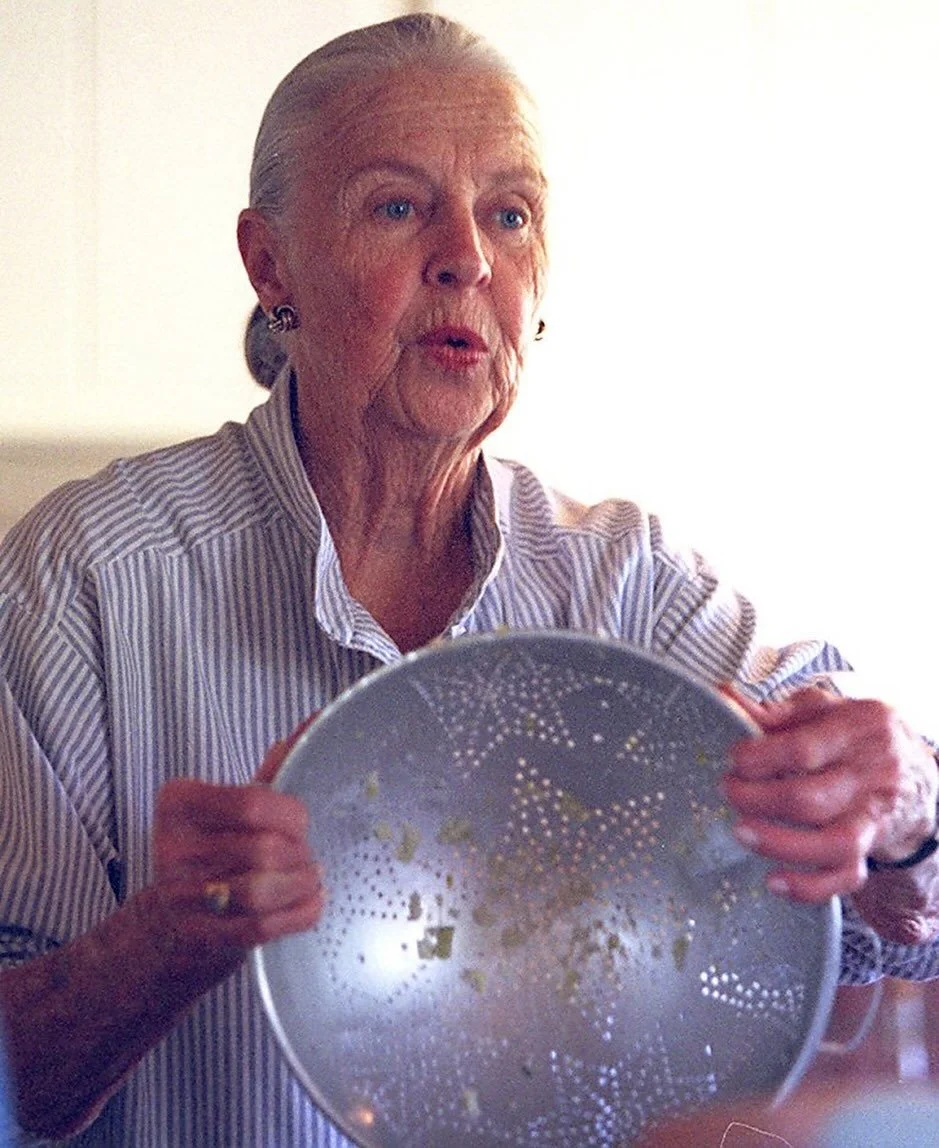 (Marion Cunningham holding the exact same strainer my mother received as a wedding present in the 60s. not which one of us ended up with this classic.)

MEETING LEGENDS: MARION CUNNINGHAM (PART 1) - One would think we all classify the same people as 