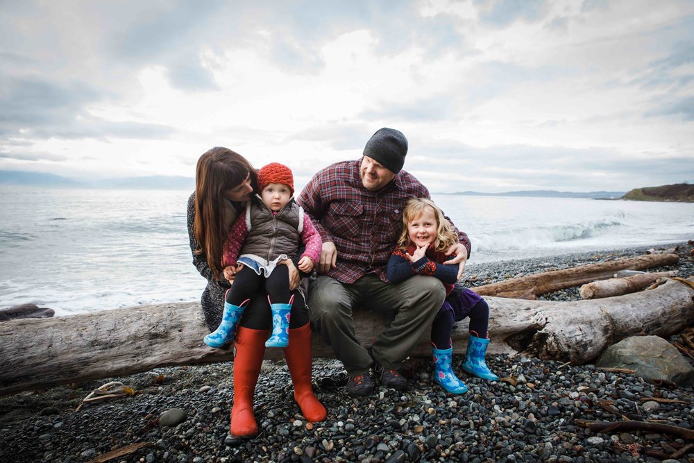 Ocean side winter family portrait | Victoria BC Family Photographer