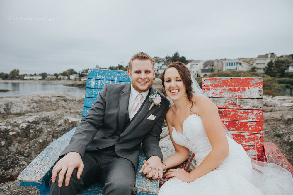 Portrait of bride and groom at McNeil Bay | Victoria BC Wedding Photographer