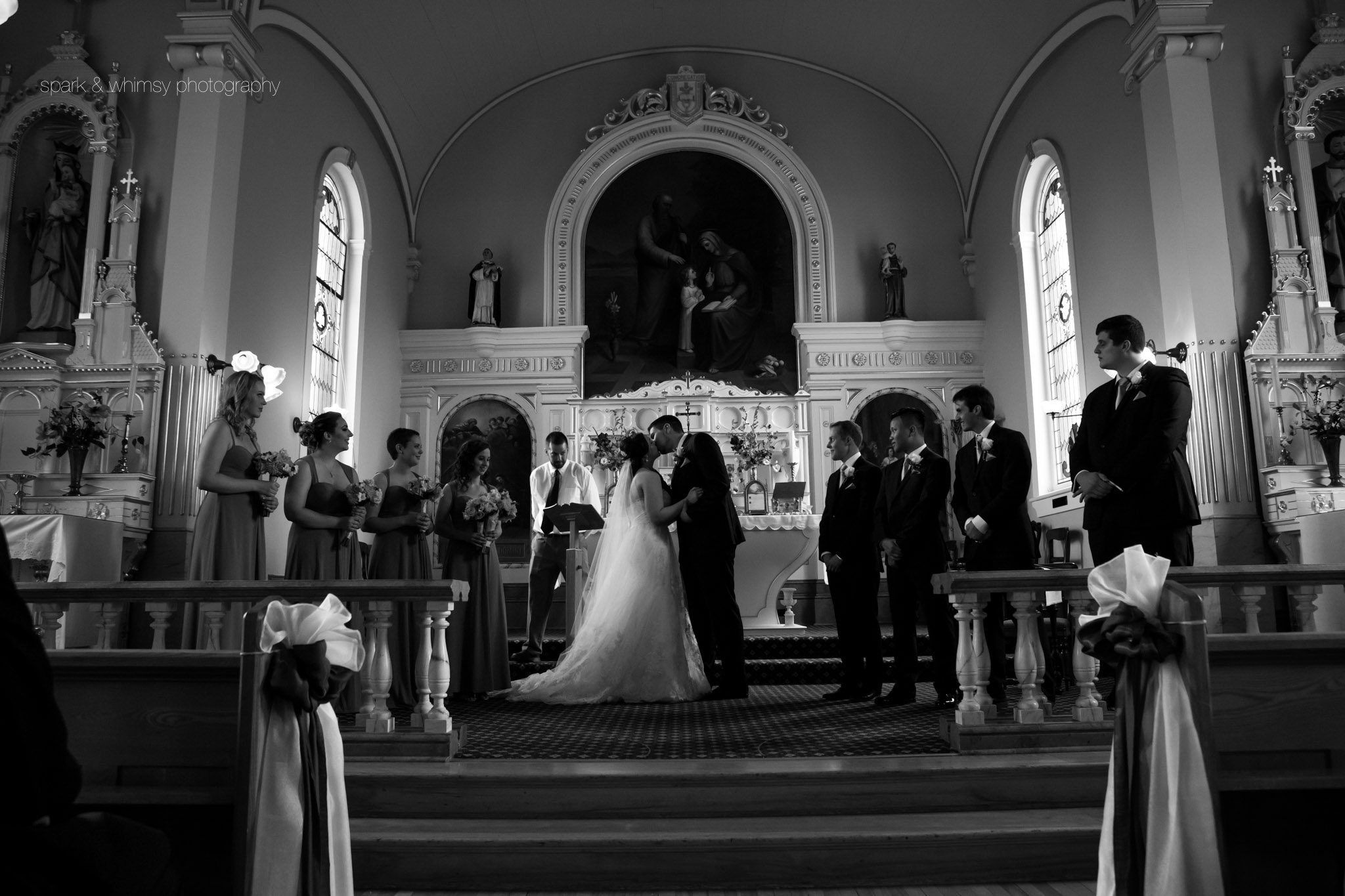 First kiss at St. Ann's Academy Wedding Ceremony | Wedding Photography Victoria BC