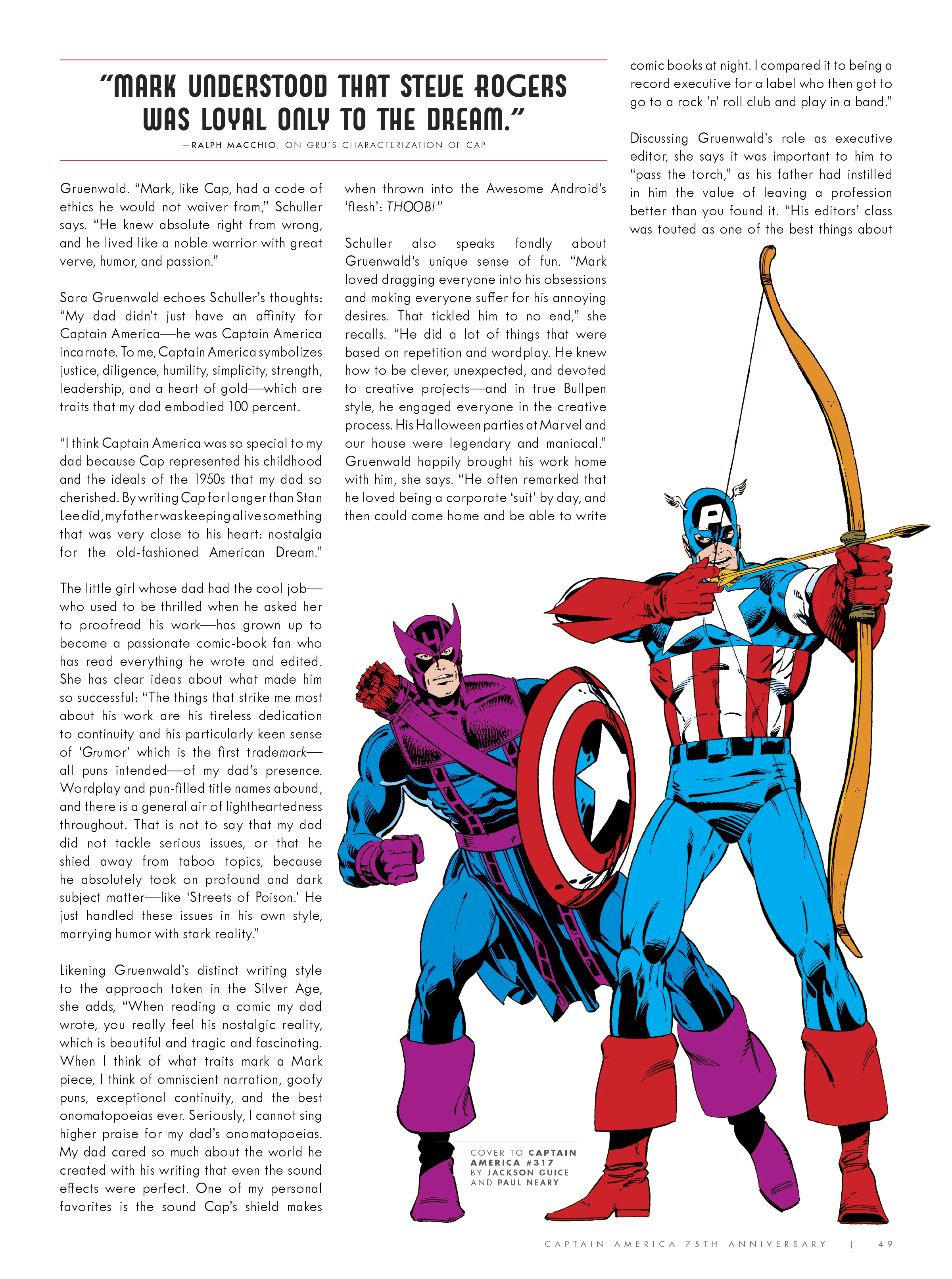 Design and layout for Captain America 75th Anniversary Magazine . Content copyright Marvel Entertainment, 2016.