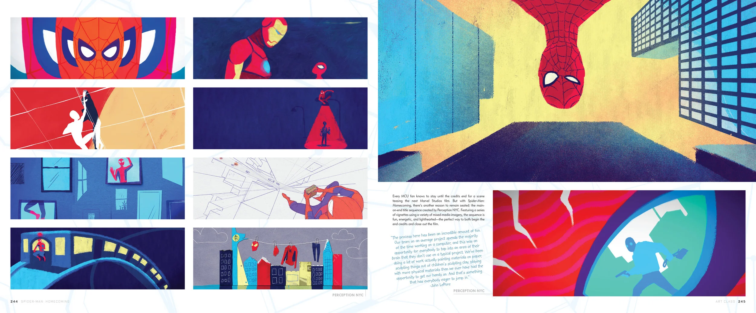 Design and layout for The Art of Marvel Studio's Spider-Man Homecoming . Content copyright Marvel Entertainment, 2017.