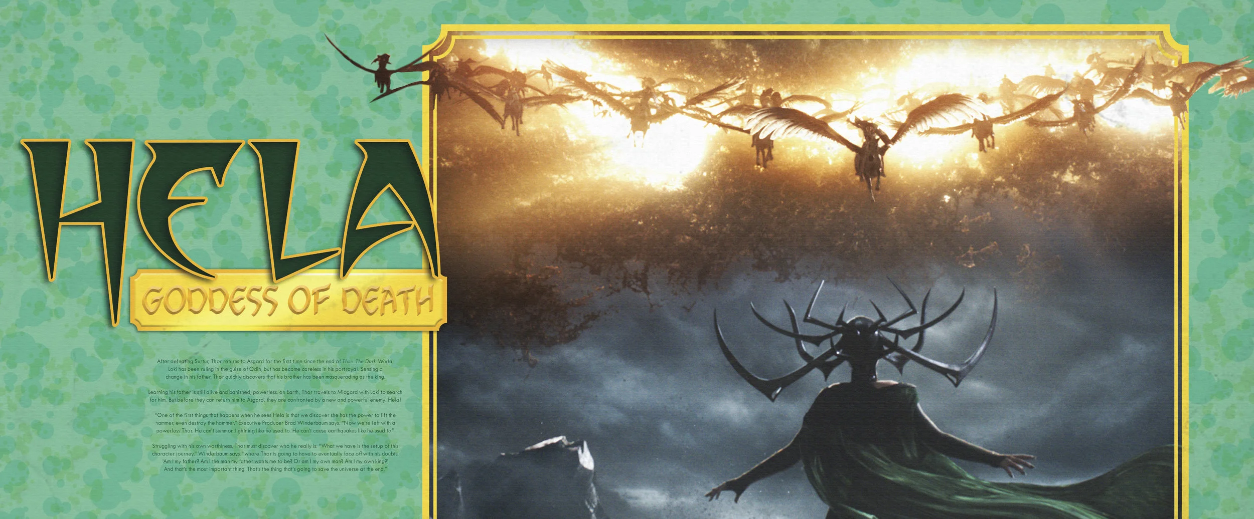 Design and layout for The Art of Marvel Studio's Thor: Ragnarok . Content copyright Marvel Entertainment, 2017.