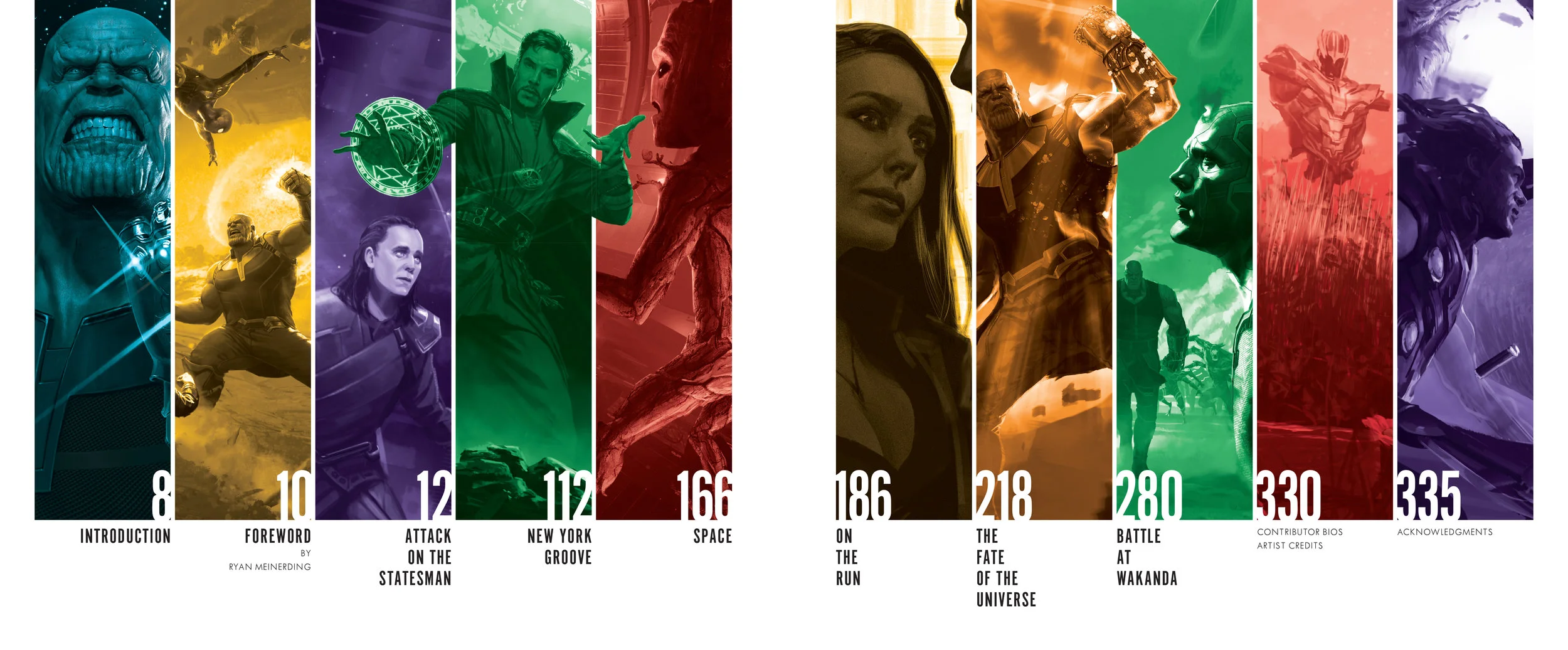 Design and layout for The Art of Marvel Studio's Avengers: Infinity War . Content copyright Marvel Entertainment, 2019.