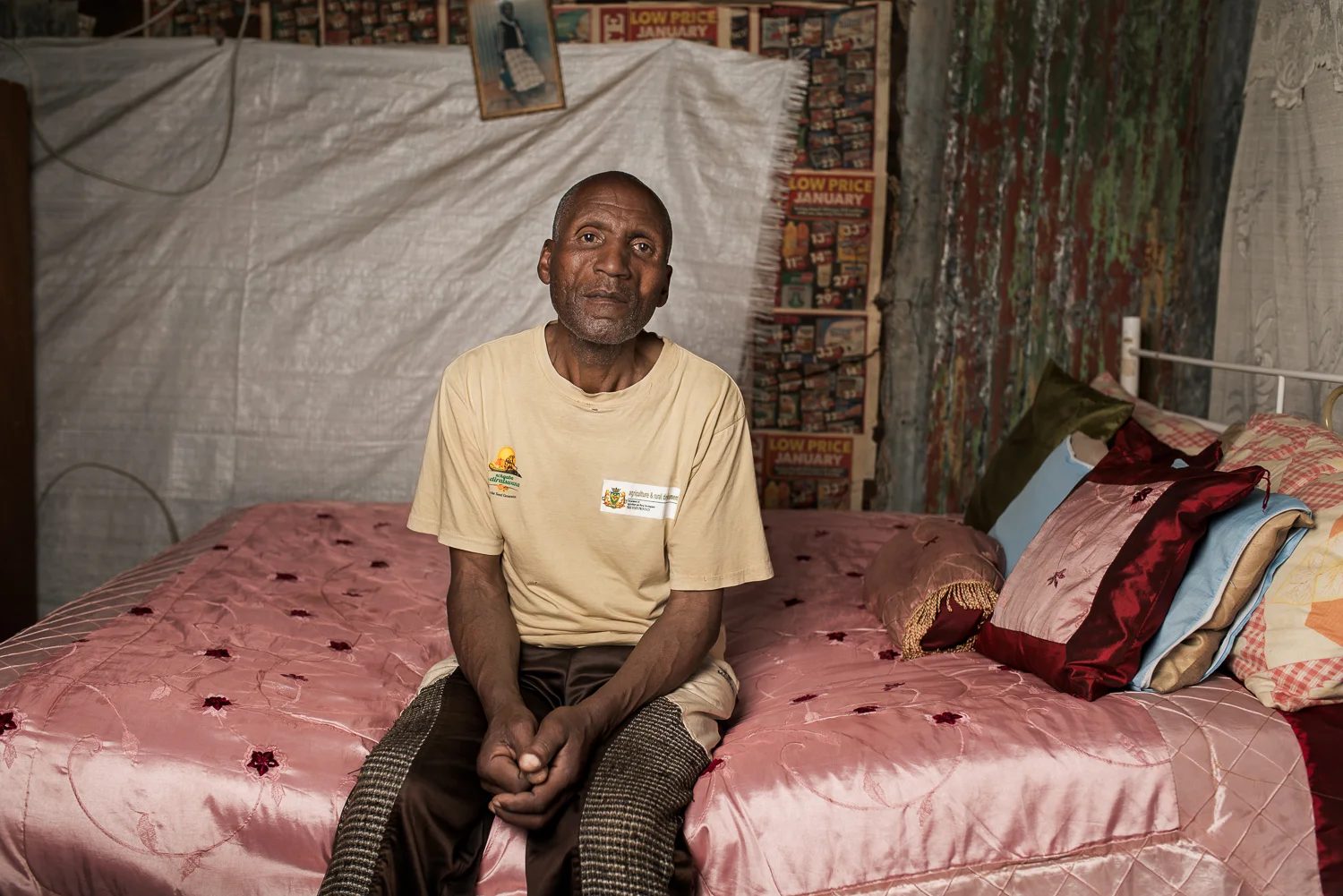 Matela Hlabathe had tuberculosis three times while working on the mines. Each time they treated him, but they didn’t move him, he continued to stay in the hostel. After 36 years working underground he took a retrenchment package and now lives off a government pension of R1 410 per month. He has pulmonary tuberculosis (TB of the lungs) and received R39 000 compensation from the mine.