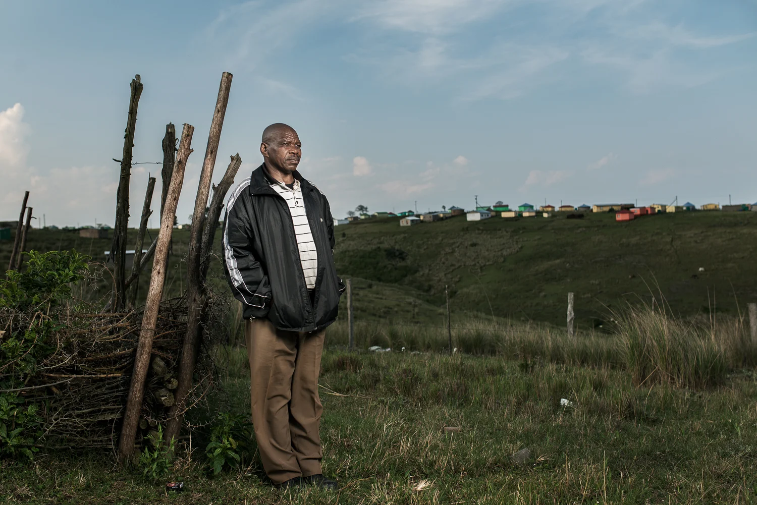 Agrippa Dlisani , 60 years old, was a loader and sweeper at Bracken Gold Mine. He went to find work at the mines because his father passed away and he became responsible for supporting his mother and brothers. He spent six months in the mine hospital with pulmonary tuberculosis (TB of the lungs) in 1983 and was retrenched in 1989. He now washes cars in Butterworth for R50 a day (approx. £2.40 or $3.60). Mr Dlisani’s hope is that they win the case against the gold mines so that he can get enough money to pay for further education for his children.