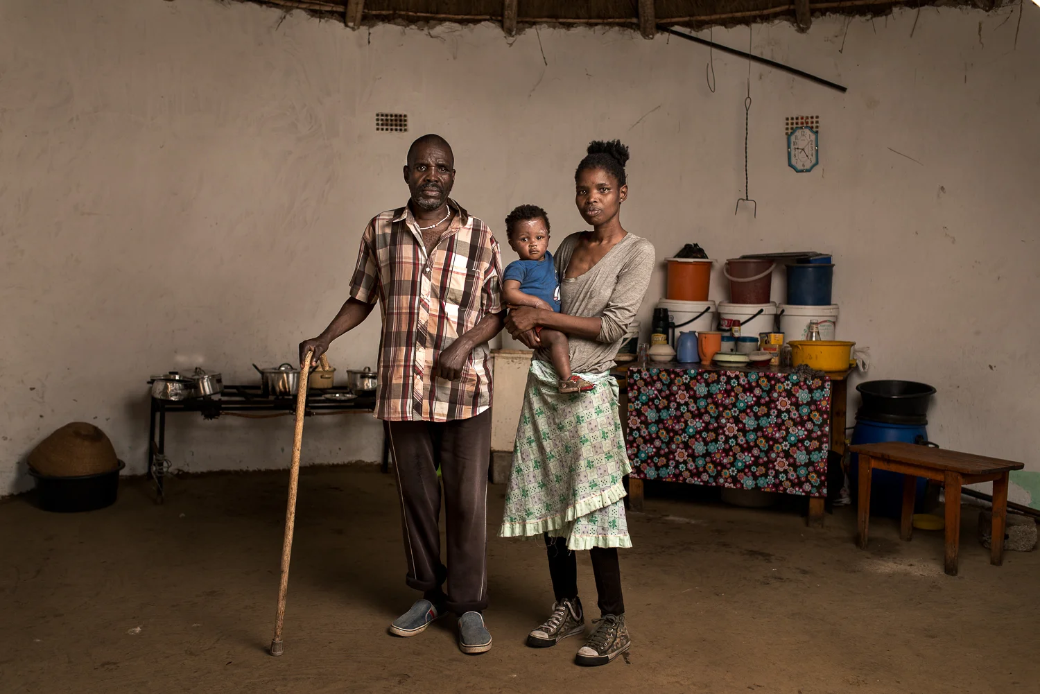 Myekelwa Mkenyane was 18 when he started working in the gold mines. He worked for 35 years and was discharged in 2009 when he was diagnosed with silicosis. He received R36 000 in compensation (approx. £1,700 or $2,580) but has not been able to work since. “It was very hard to leave my family behind but, because I wanted to support them financially I had no choice but to be away for so long…When there was blasting underground, I cannot forget it. I still remember the dust from the explosions. That is what makes me sick today.”