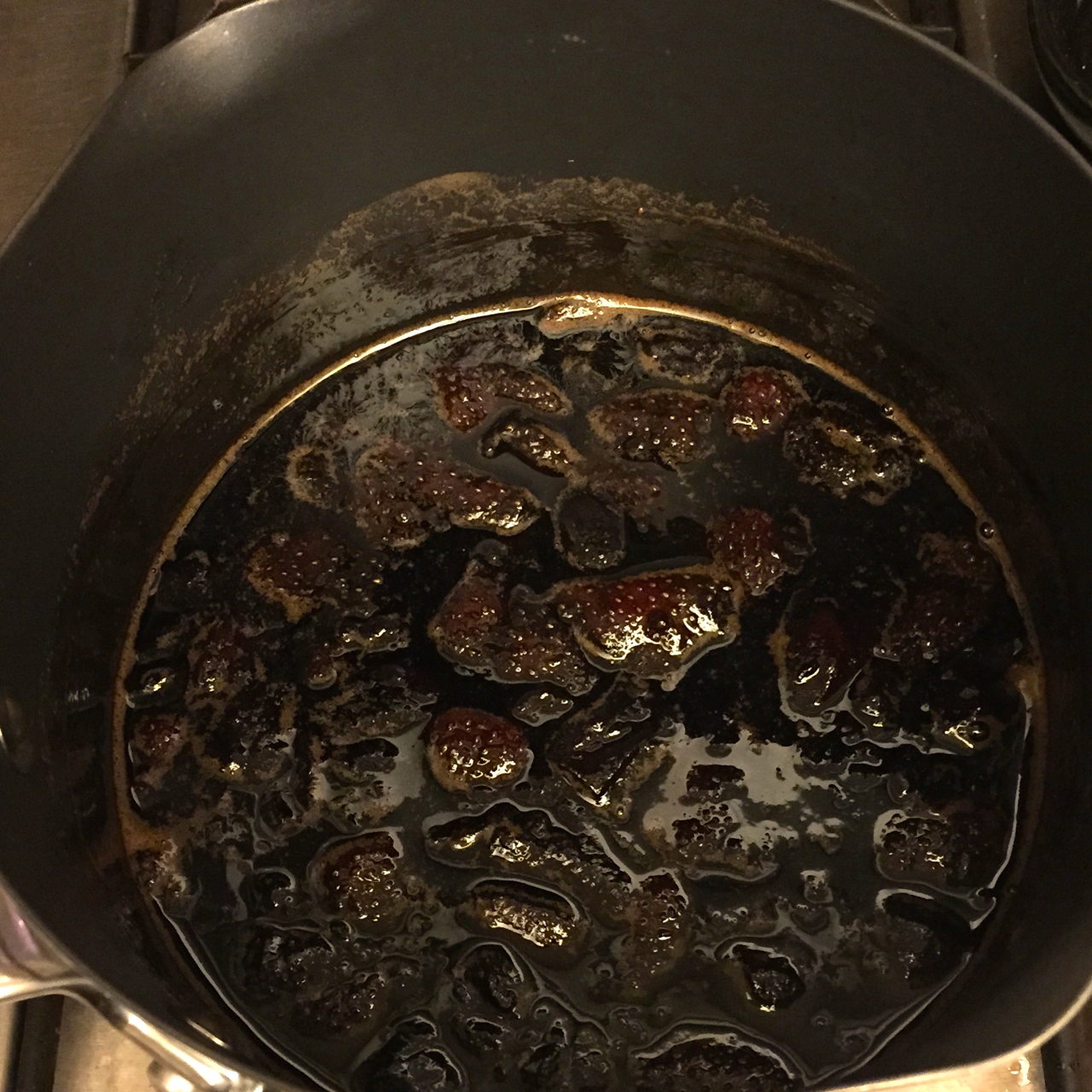 Strawberry-balsamic gastrique reducing