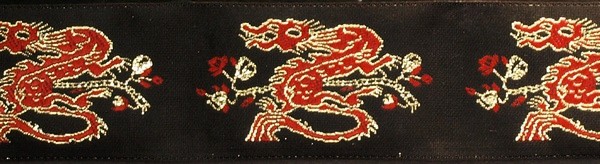 R214 1 1/4 Inch Gold and Red Dragons