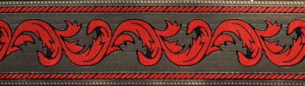 R212 1 1/4 Inch Red and Gray Baroque