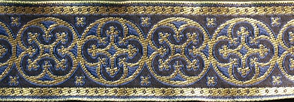 R230 1 5/8 Inch Gold and Blue Circles and Crosses
