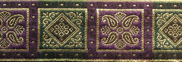 R231 1 3/4 Inch Gold Purple and Green Squares