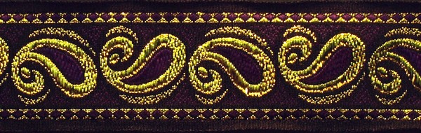 R233 1 1/2 Inch Gold and Purple Paisley