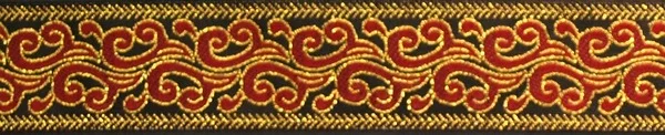 R130 1 Inch Gold and Red Swirl