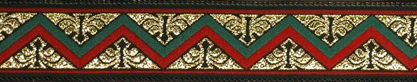 R243 7/8 Inch Gold Red and Green Zig Zag
