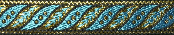 R254 1 Inch Gold and Turquoise Fern
