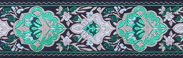 R334 1 1/2 Inch Tan Green and Mint Blossoms
