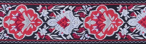 R339 1 1/2 Inch Rose Tan and Red Blossoms