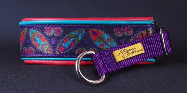Dbl Leather 1 1_2 Hawain Mask on Purple Web with Teal and Red Leathers Chrome.jpg