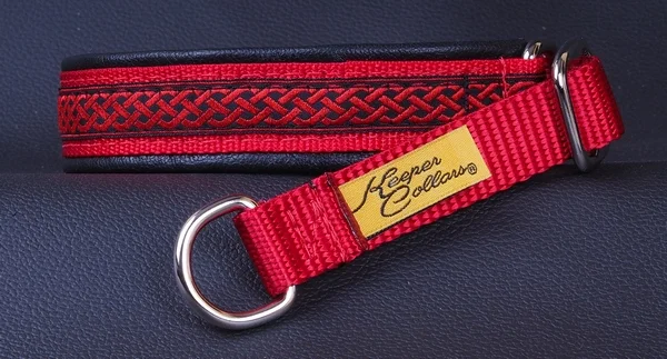 3-4 In Red Celtic Knot on Red with Black Leather Chrome.jpg