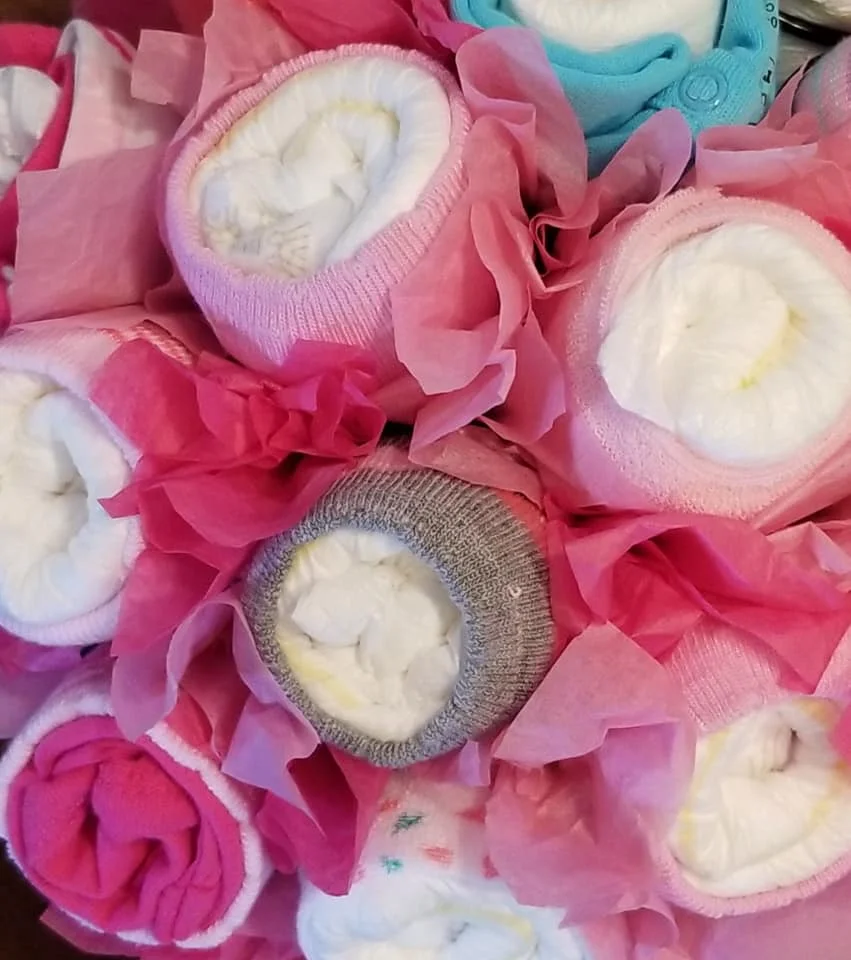 sock bouquet close up using the cupcake rack.jpg
