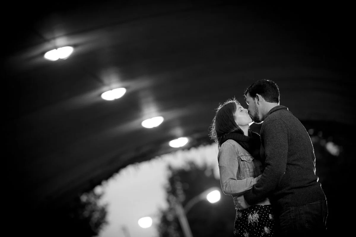 Chicago engagement session with fall colors at Lakeshore East Park. 