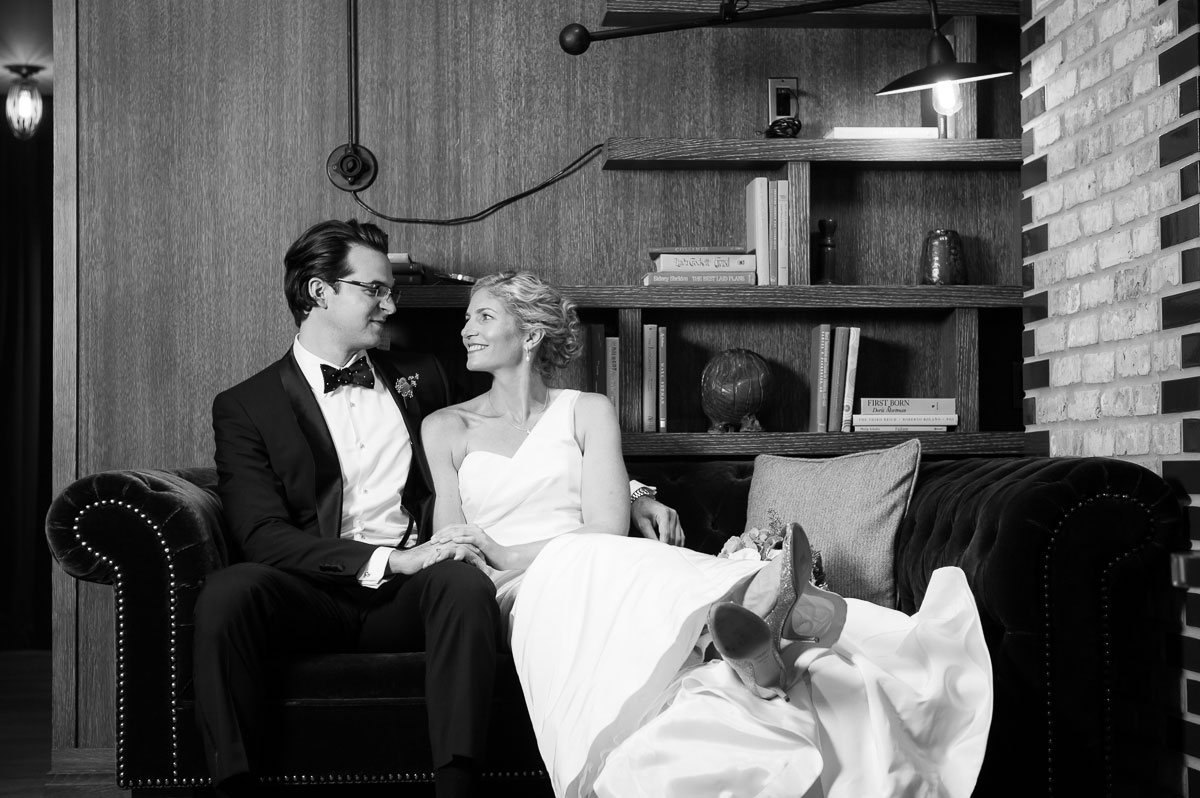 Creative bridal portrait at the Thompson Chicago Hotel. 