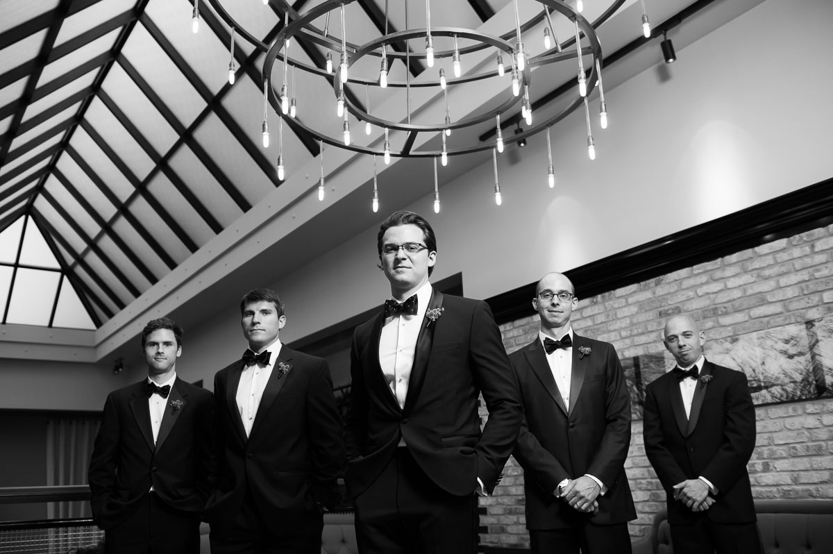 Creative groomsmen portrait at the Thompson Chicago Hotel. 