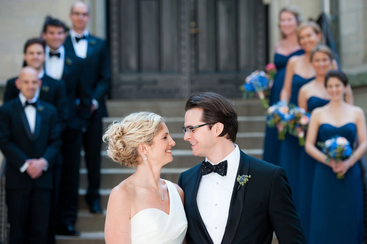 Creative bridal party portrait in Chicago's Gold Coast. 