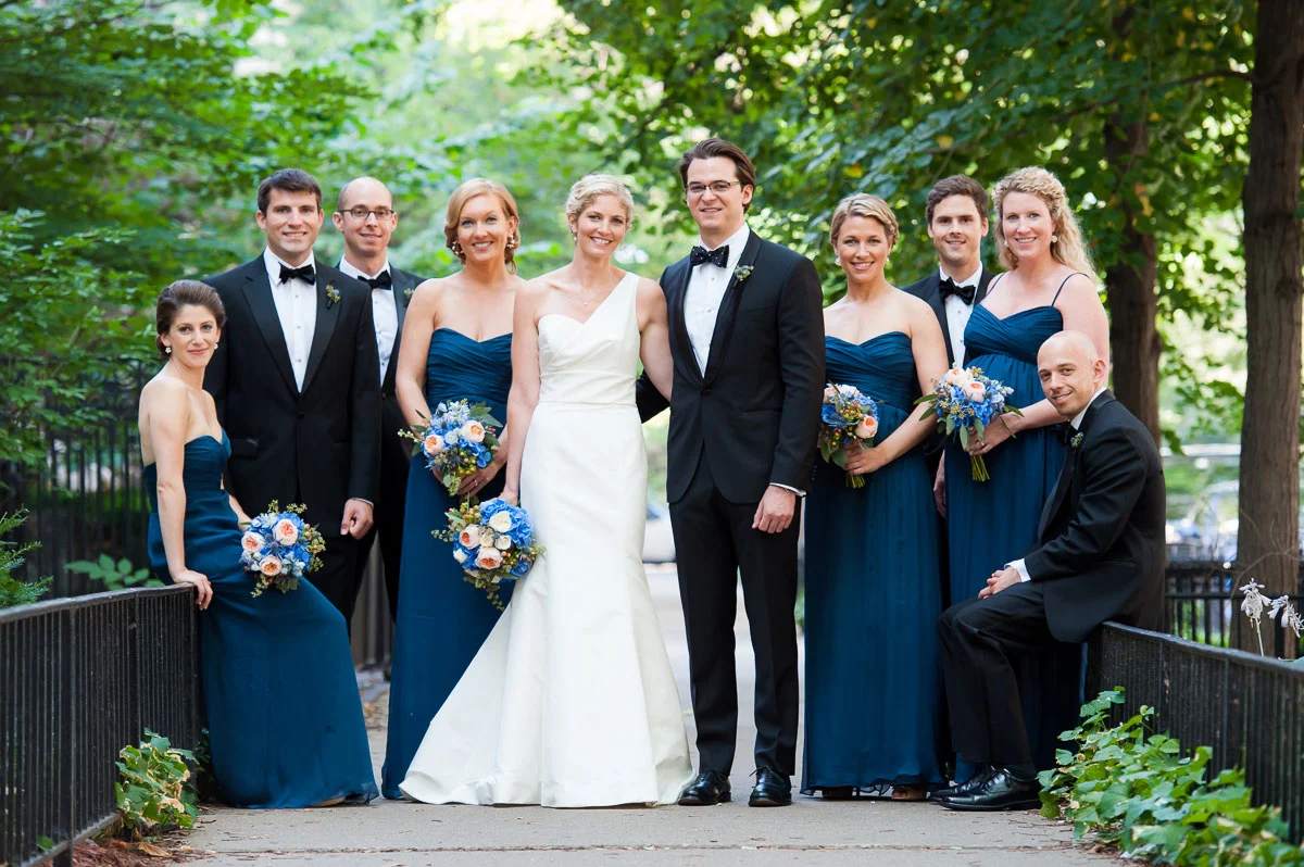 Bridal party portrait in Chicago's Gold Coast. 