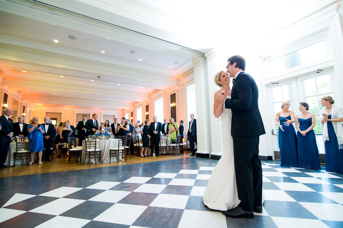Couple's first dance during their wedding reception at the Chicago History Museum. 